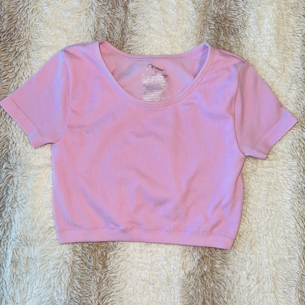 Art Class Girls Pink Ribbed Crop Top